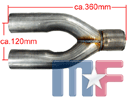 Exhaust pipe Y-pipe 2,5" (63,5mm) ID/OD