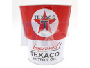 Trash can vintage aluminum \"Texaco Oil\"